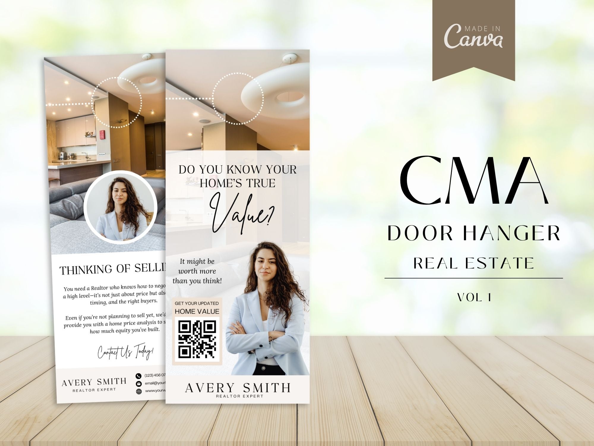 Real estate CMA door hanger offering free home value estimate