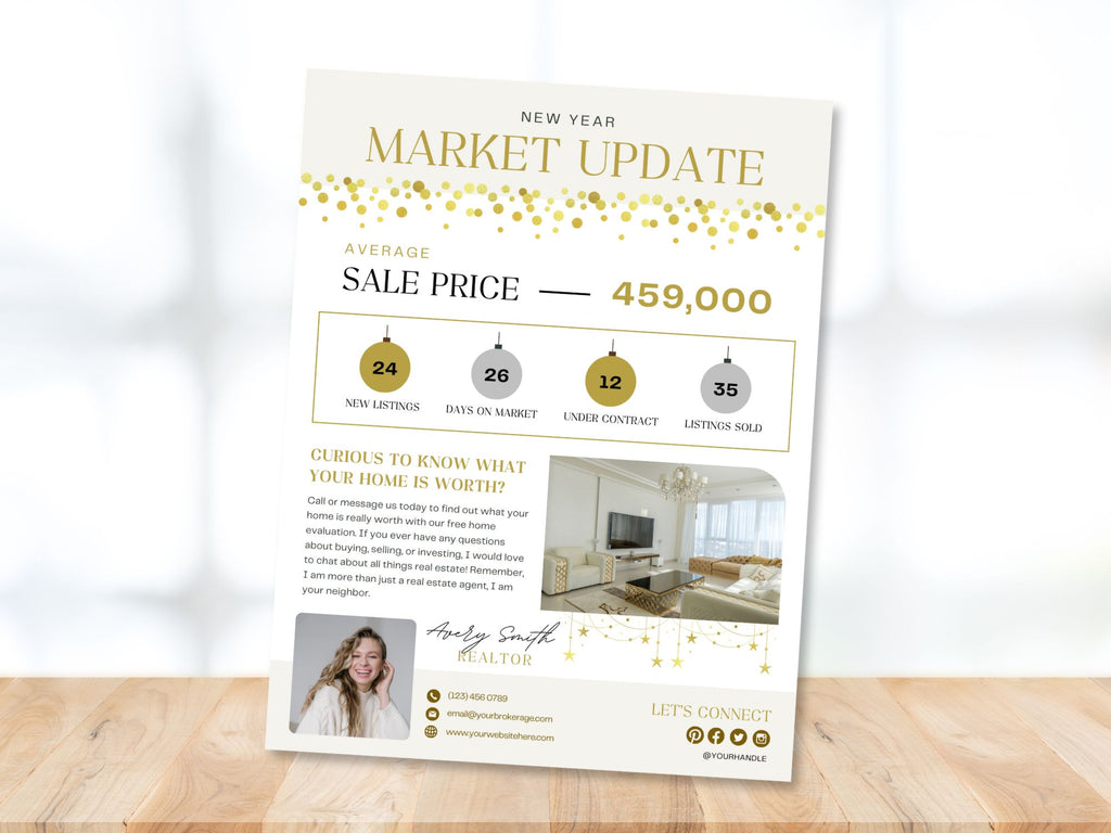 Real Estate New Year Market Update Flyer: Providing Insights into 2024 Real Estate Trends to Clients and the Community