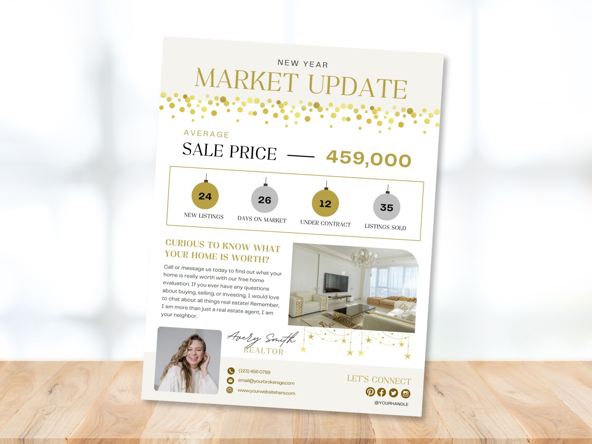 Real Estate New Year Market Update Flyer: Providing Insights into 2024 Real Estate Trends to Clients and the Community