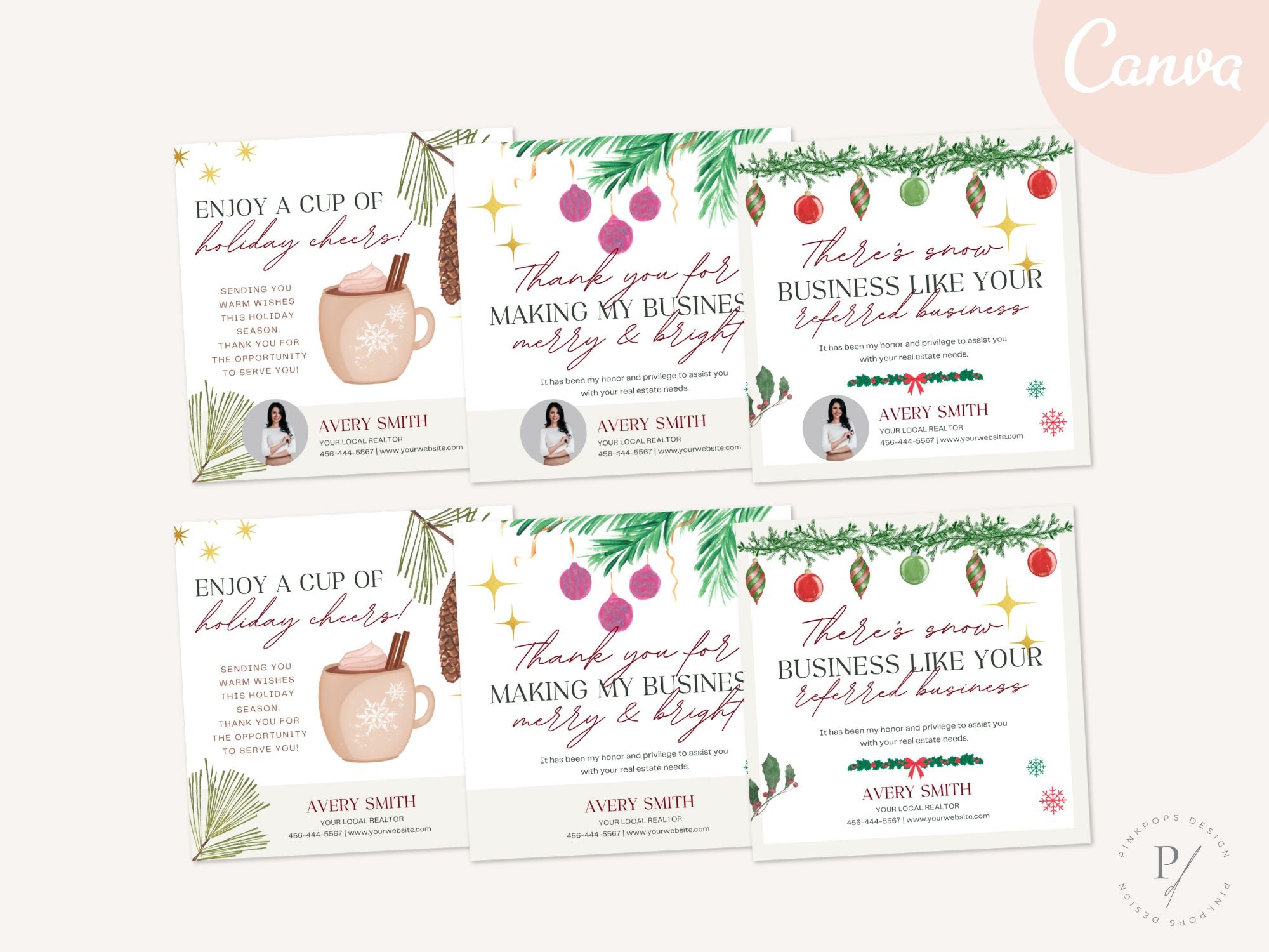 Real Estate Christmas Pop By Tags Bundle - SQUARE - Festive Client Appreciation Tags for the Holiday Season