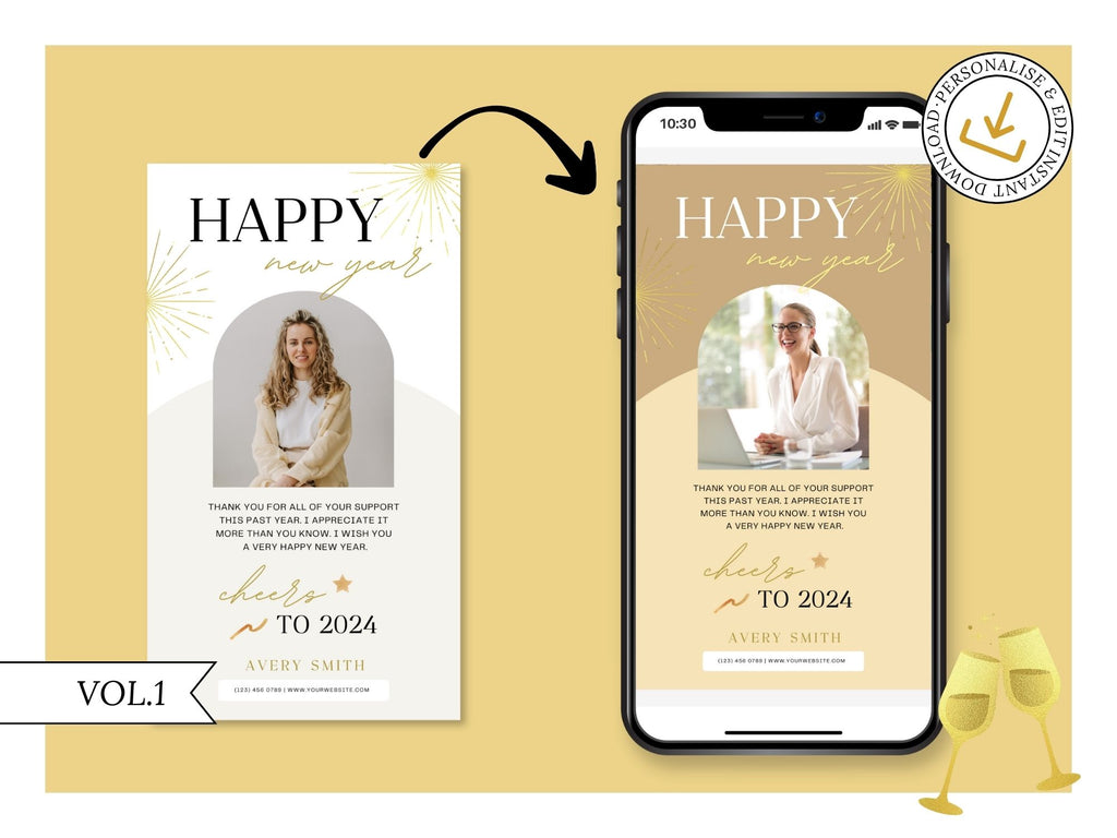 Real Estate Happy New Year Digital Card 2024: Sending Festive New Year Greetings to Clients and the Community Online