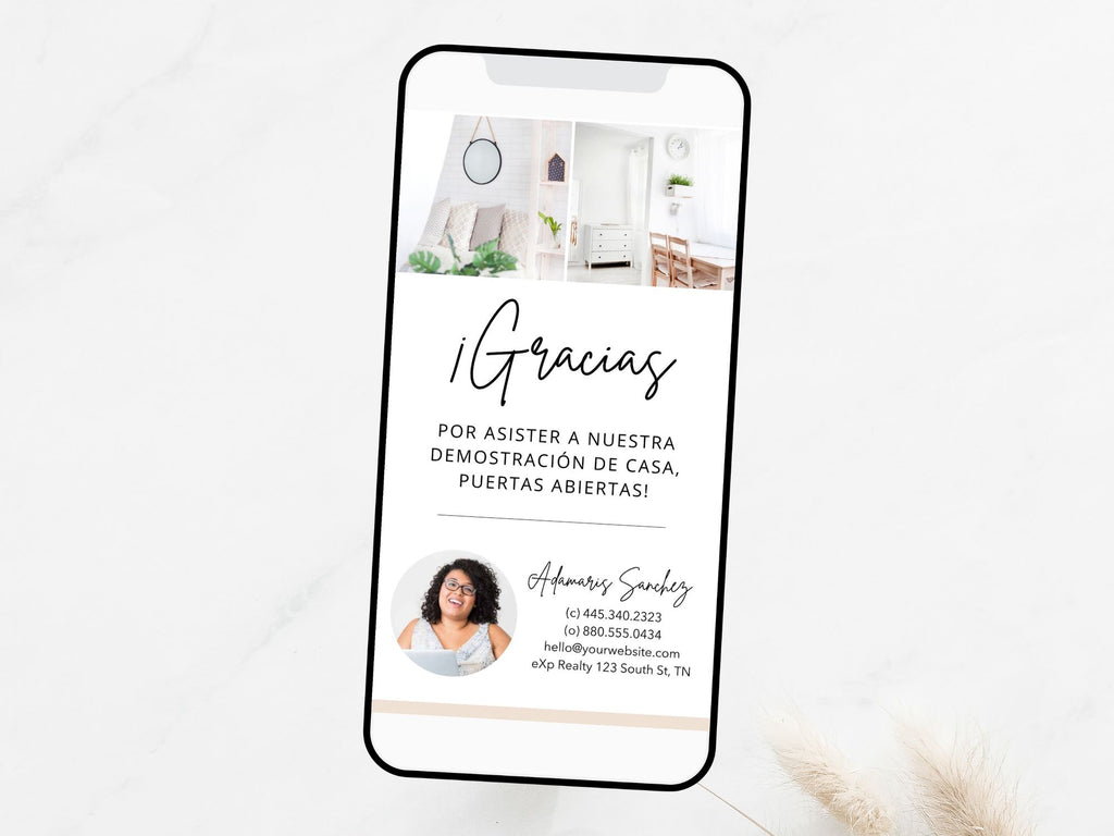 Spanish Textable Thank You Card - Express gratitude in Spanish with a versatile card allowing real estate professionals to send personalized thank-you messages to clients, fostering strong connections and appreciation.
