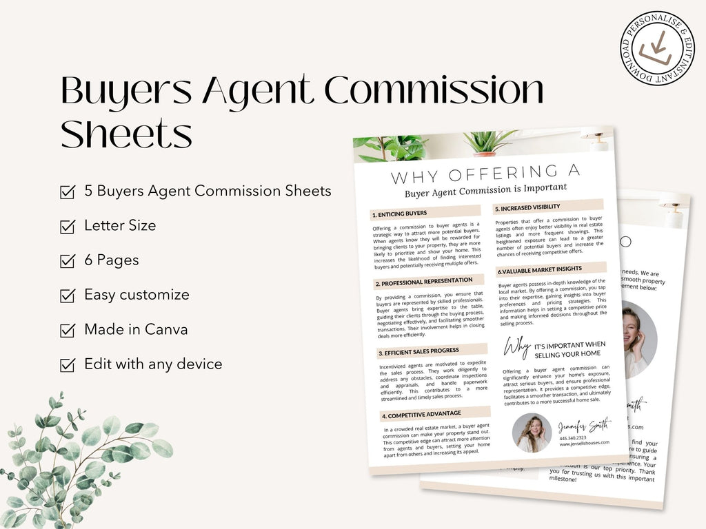 Buyers Agent Commission Sheets Vol 01 - Comprehensive documents including buyer
agreement, commission explanations, and compensation packages.