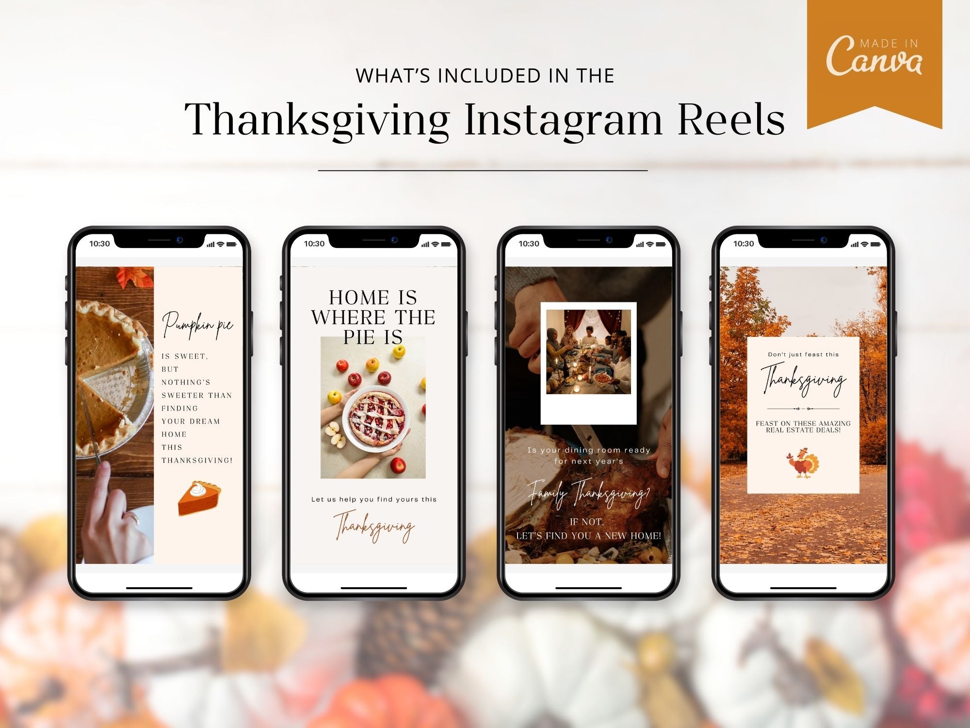Thanksgiving-themed real estate Instagram reels offering holiday content for realtors.