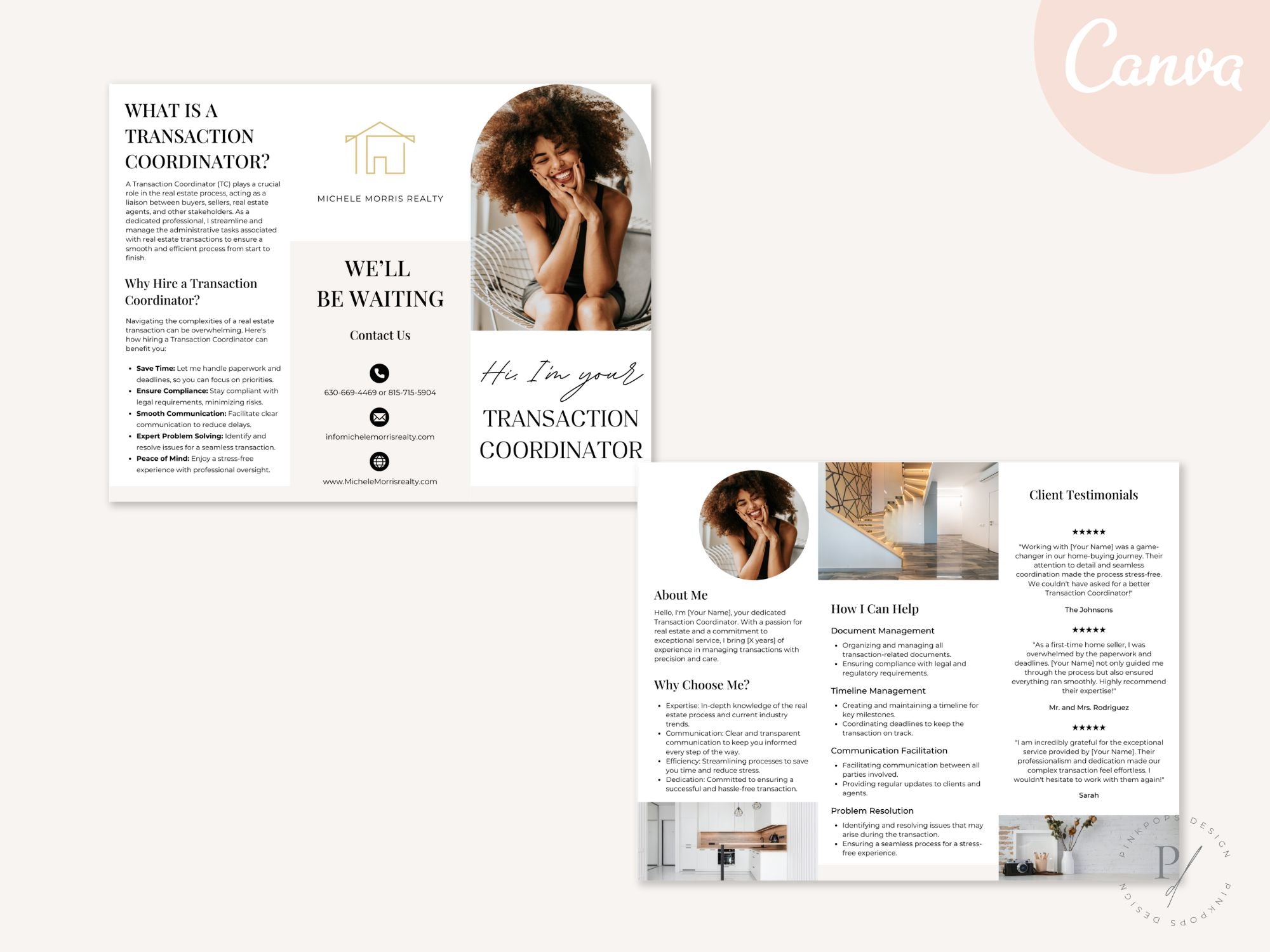 Transaction Coordinator Brochure - Beige - Professionally designed real estate brochure providing an overview of transaction coordination services.