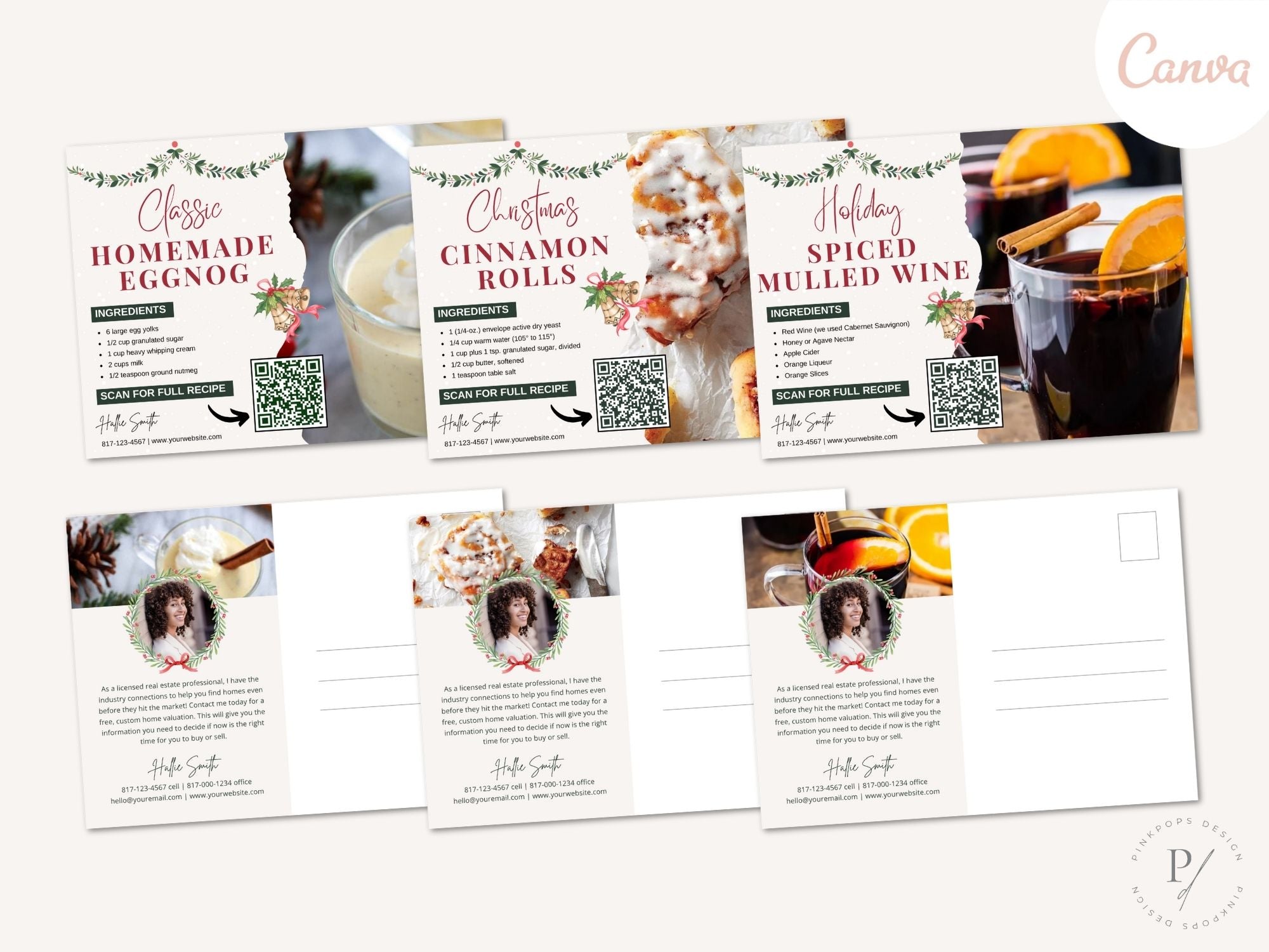 Real Estate Christmas Recipe Postcard Bundle - Festive Holiday Recipes