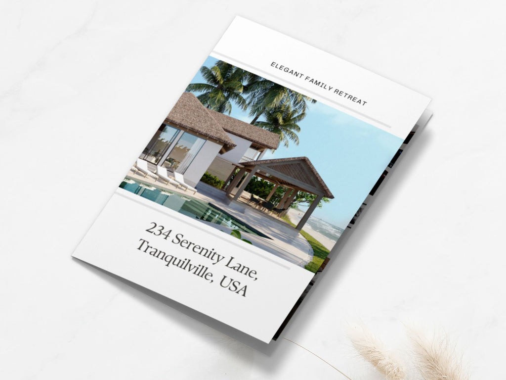 Real Estate Luxury Property Brochure - Exquisite design showcasing premium property details, captivating potential buyers with sophisticated visuals in luxury real estate marketing.