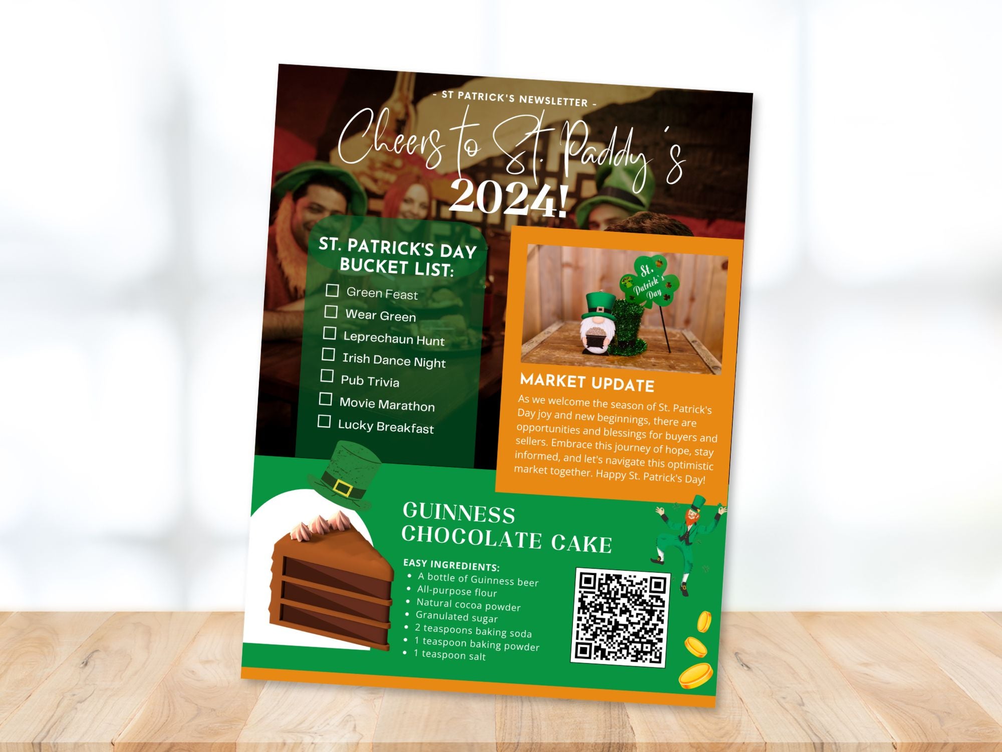 St. Patrick's Newsletter 2024 - Festive and professionally designed real estate newsletter template for March communication.
