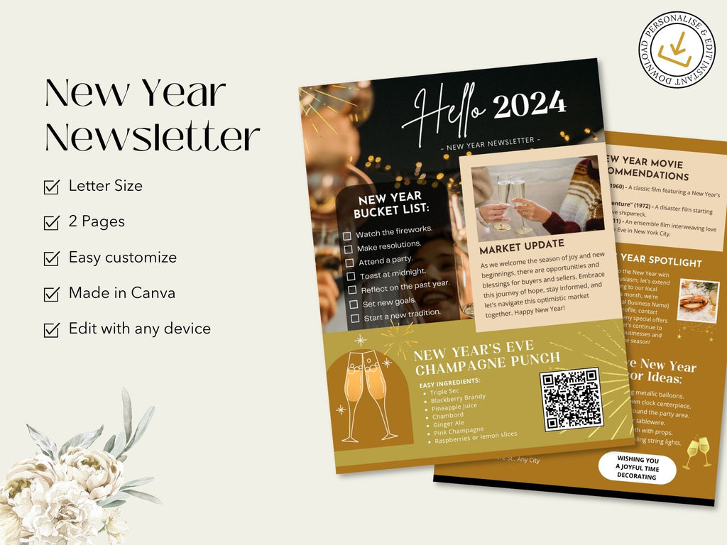 Real Estate New Year Newsletter 2024: Sharing Real Estate Insights and Celebrating the New Year with Clients and the Community