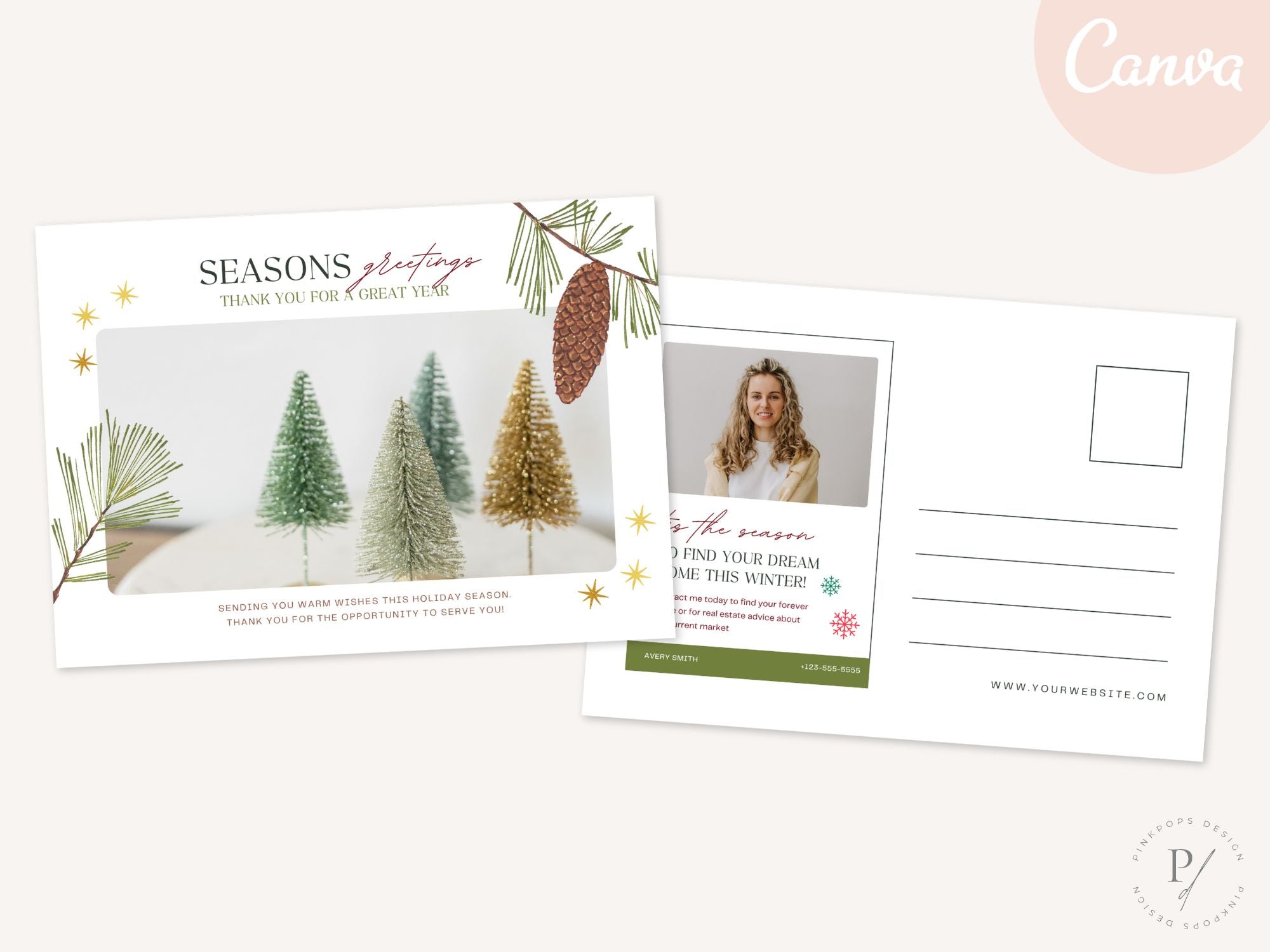 Real Estate Season Greetings Christmas Postcard - Festive Client Communication for the Holiday Season