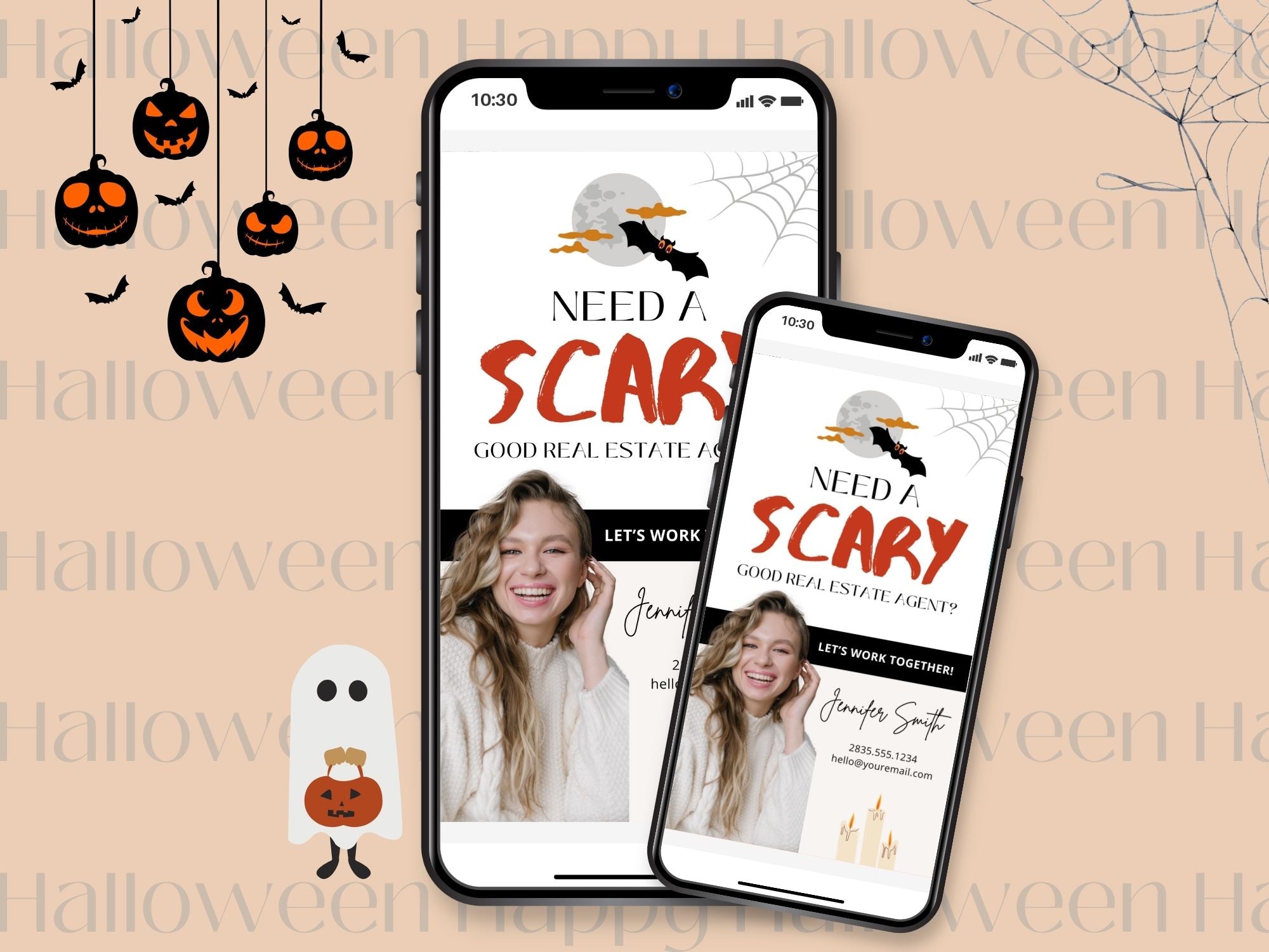 Scary Good Real Estate Agent Digital Halloween Card - Creatively designed digital card combining spooky fun with a professional touch for a unique and engaging way to express seasonal wishes during the Halloween season