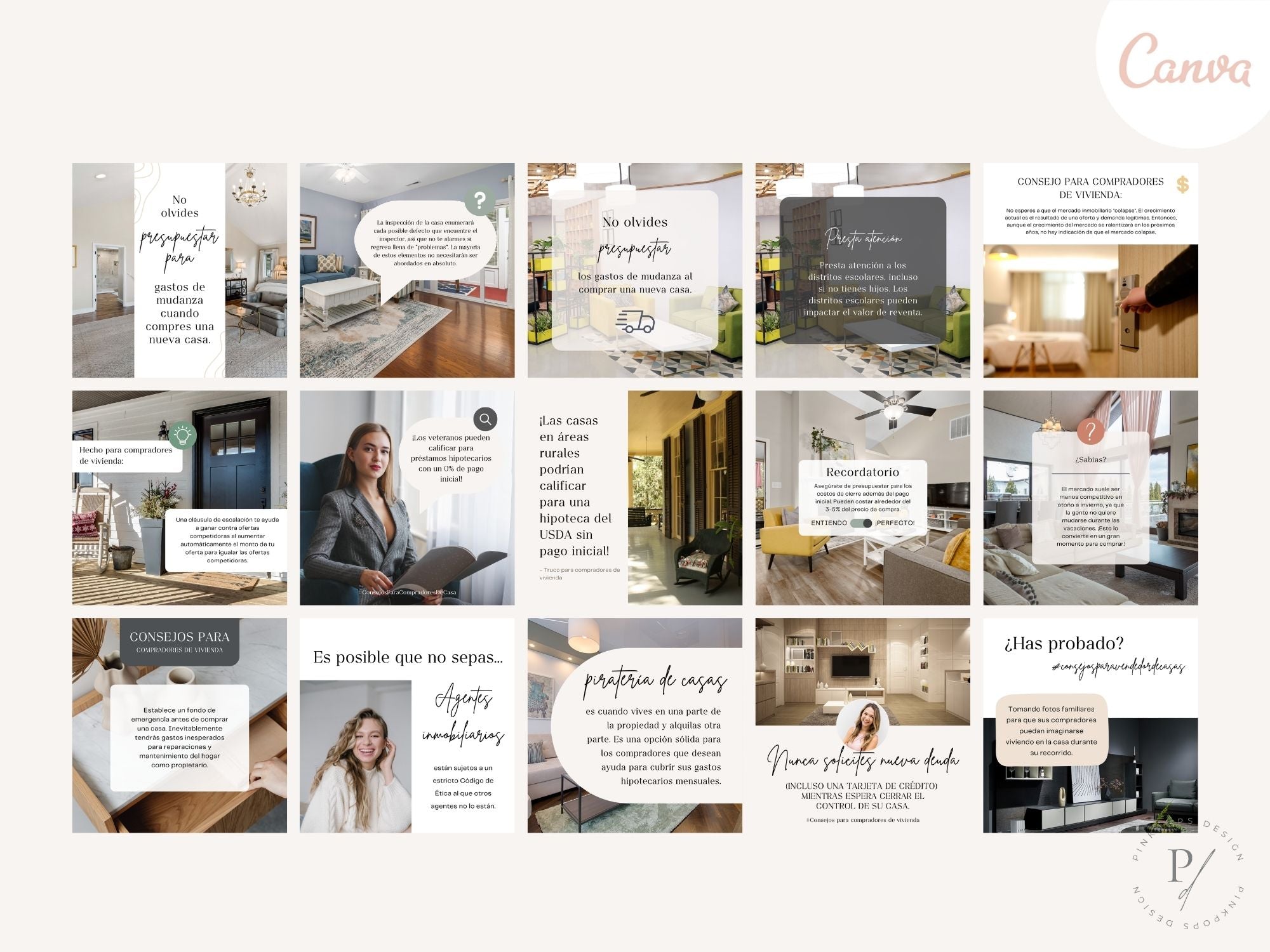  Spanish Buyer and Seller Tips Instagram Posts- Real estate tips templates for  Spanish-speaking clients.