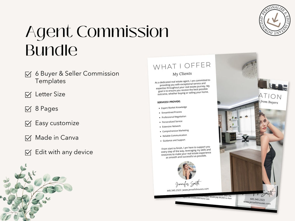 Agent Commission Bundle Vol 01 - Includes buyer agreements, compensation guides, seller
commission packages, and service details.