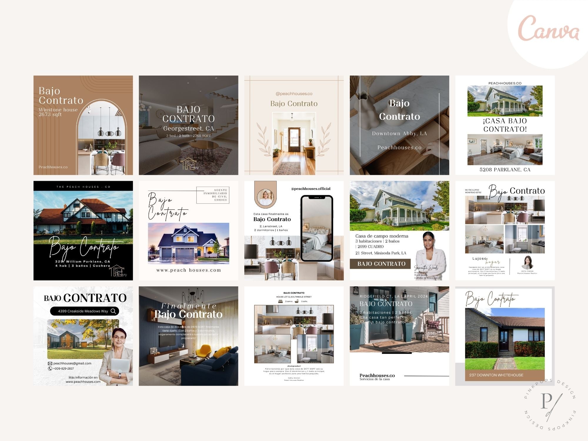  Spanish Under Contract Instagram Posts Vol 01- Templates for sharing under contract  properties with Spanish-speaking clients.