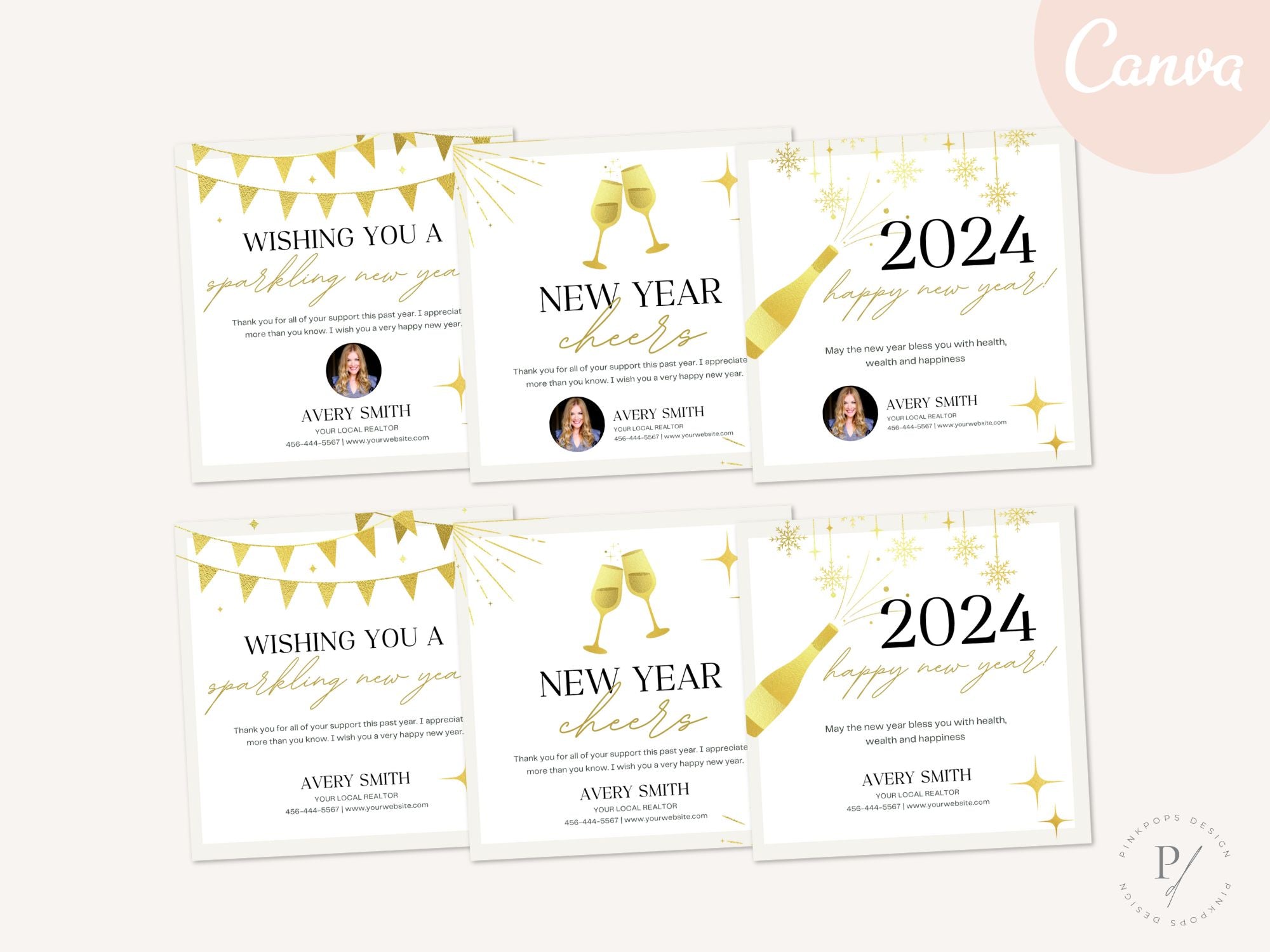 Real Estate New Year Pop By Tags Bundle - SQUARE: Spreading Festive New Year Cheer to Clients and the Community
