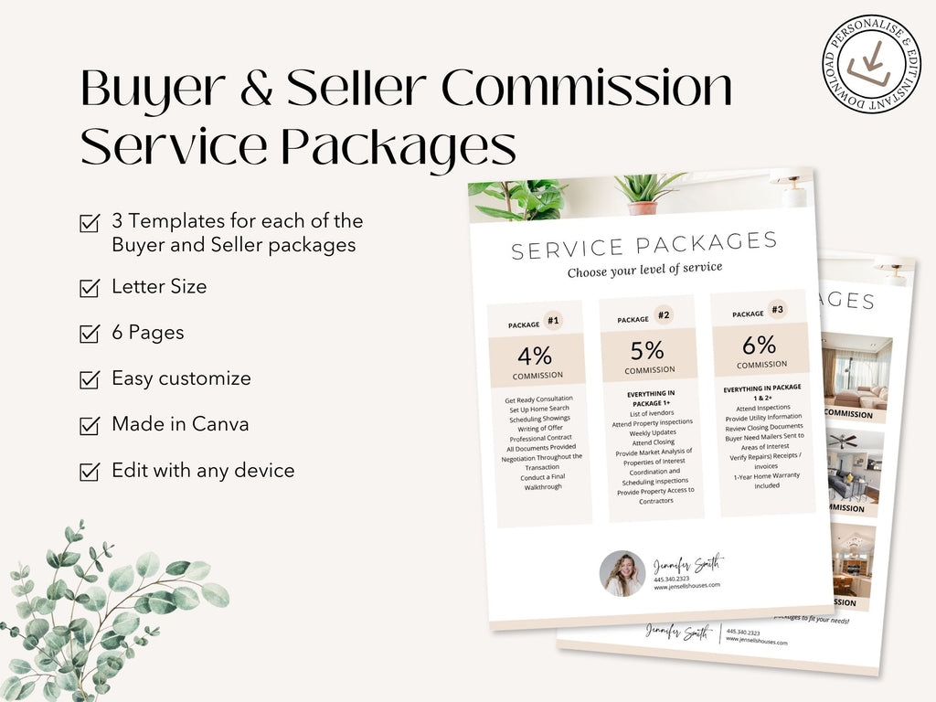 Real Estate Buyer & Seller Commission Service Packages Vol 01