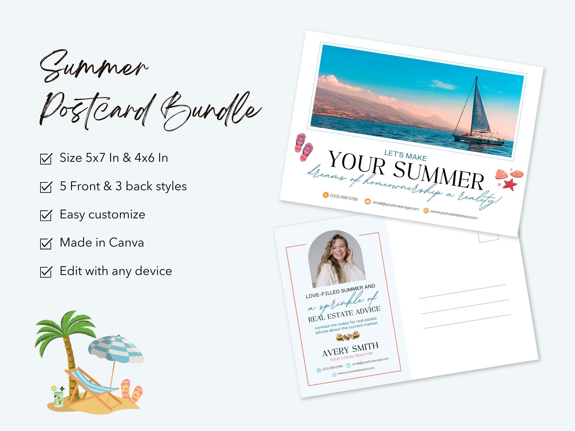 Summer Postcard Bundle - Vibrant designs perfect for staying connected with clients and prospects during the sunny season.