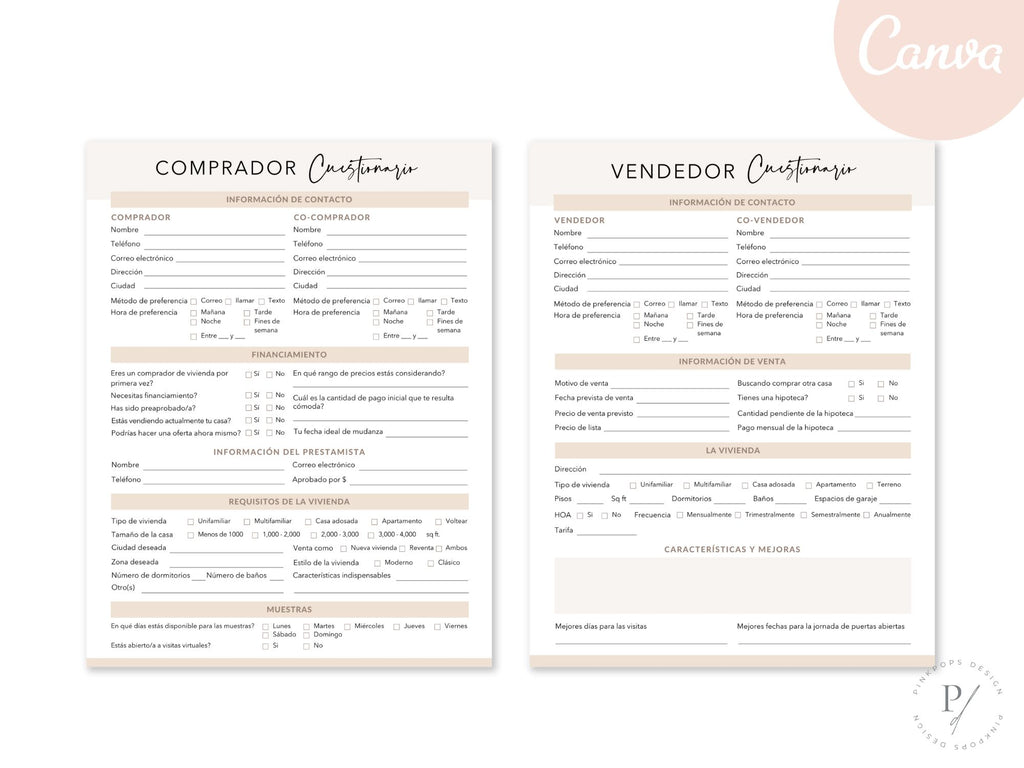Spanish Buyer and Seller Questionnaire Bundle - Essential tools for effective communication with Spanish-speaking clients.