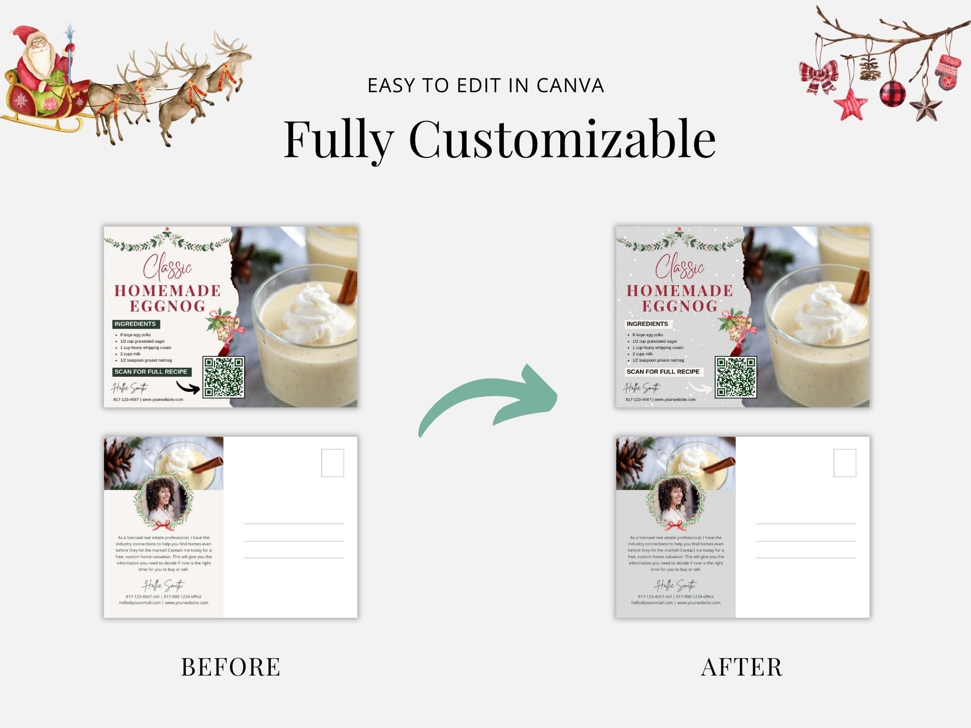 Real Estate Christmas Recipe Postcard Bundle - Festive Holiday Recipes