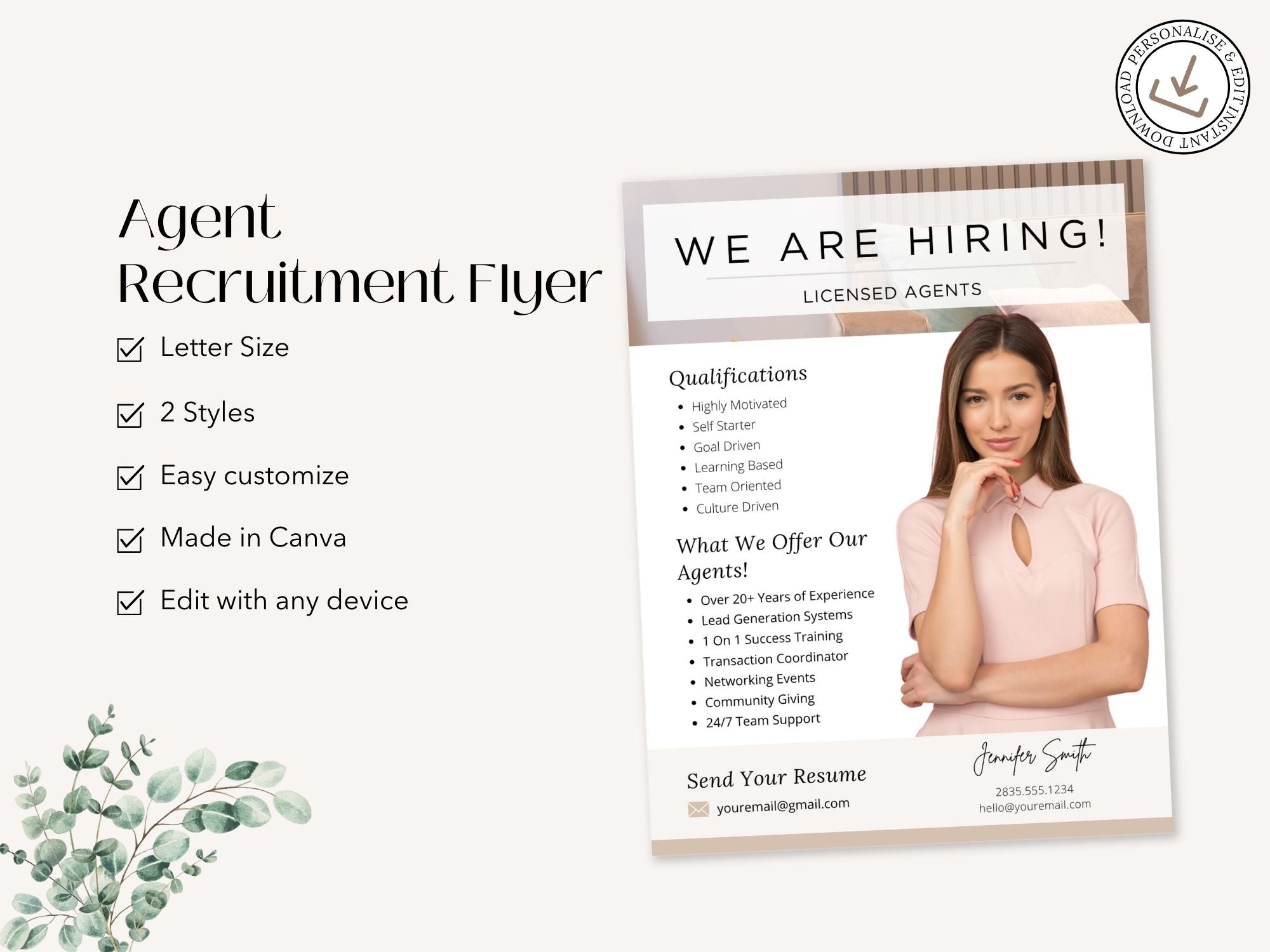 Agent Recruitment Flyer- Professionally designed flyer for recruiting real estate agents.