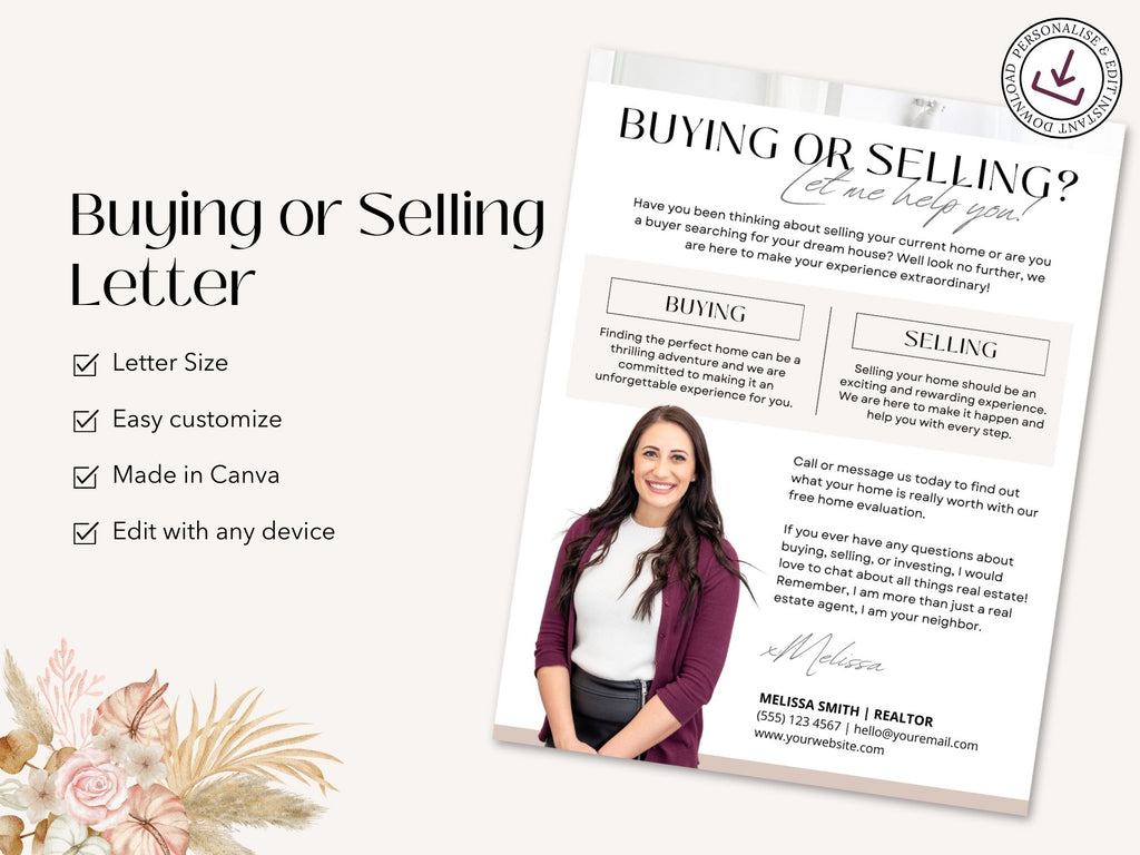 Buying or Selling Real Estate Letter Vol 02 - Versatile letter catering to both buyers and sellers, showcasing real estate expertise and providing valuable insights