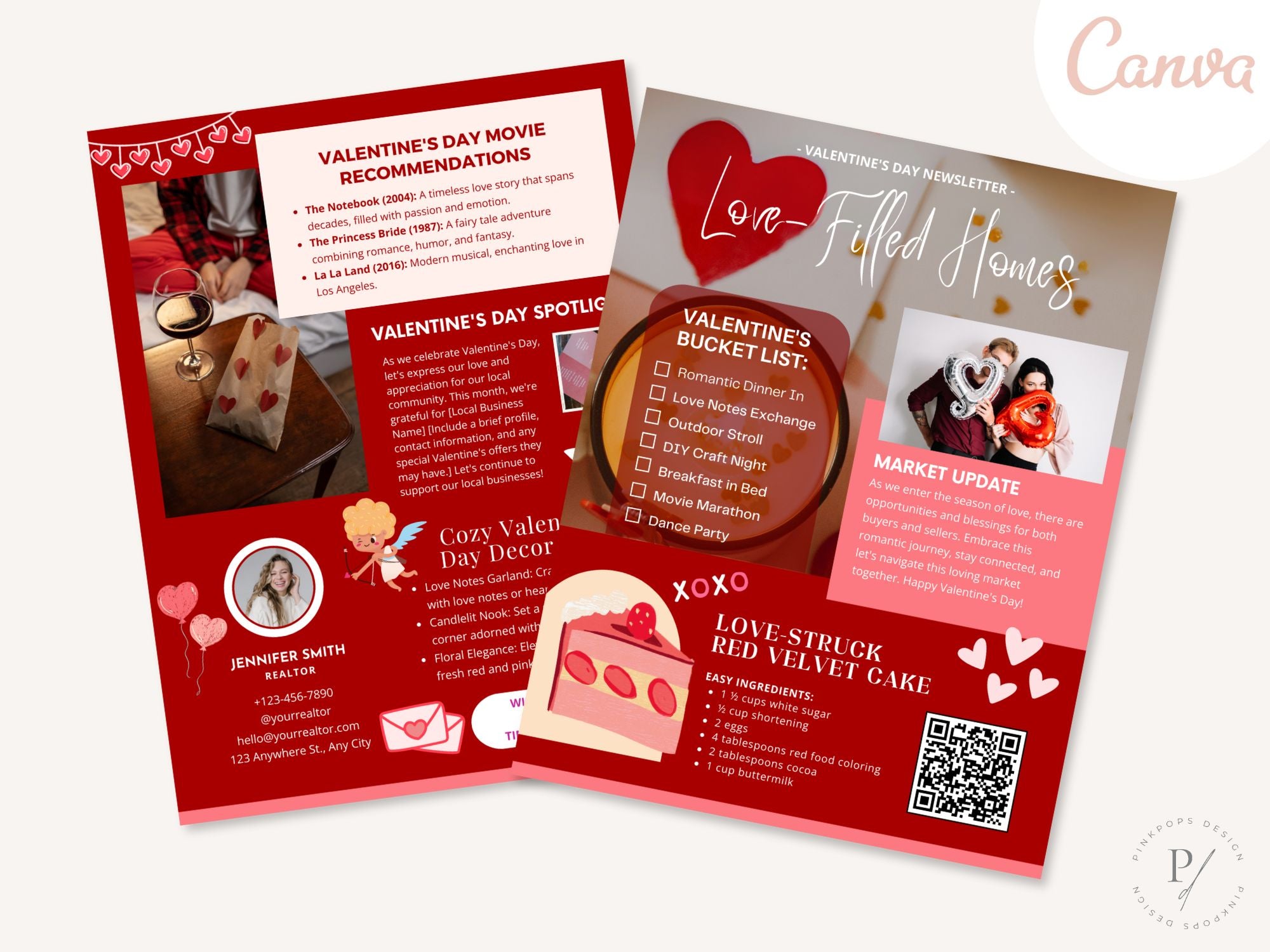 Valentine's Day Newsletter 2024 - Professional real estate newsletter template with romantic design elements.