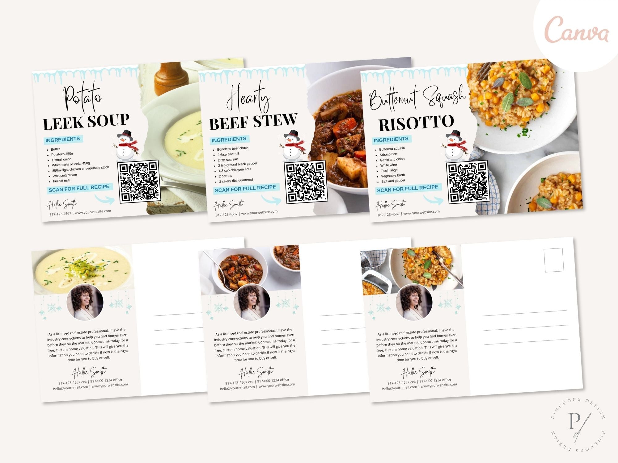 Real Estate Winter Recipe Postcard Bundle: Sharing Seasonal Warmth and Culinary Delights with Clients and Prospects