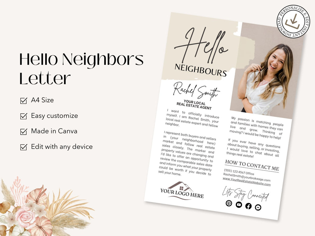 Hello Neighbors Real Estate Letter Vol 03 - Professionally designed real estate letter template for fostering connections with your community.