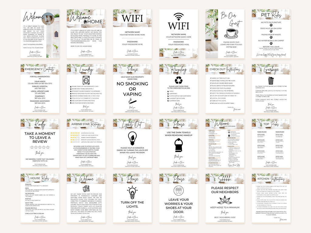 Modern Airbnb Printable Bundle - Comprehensive and stylish templates for seamless vacation rental management