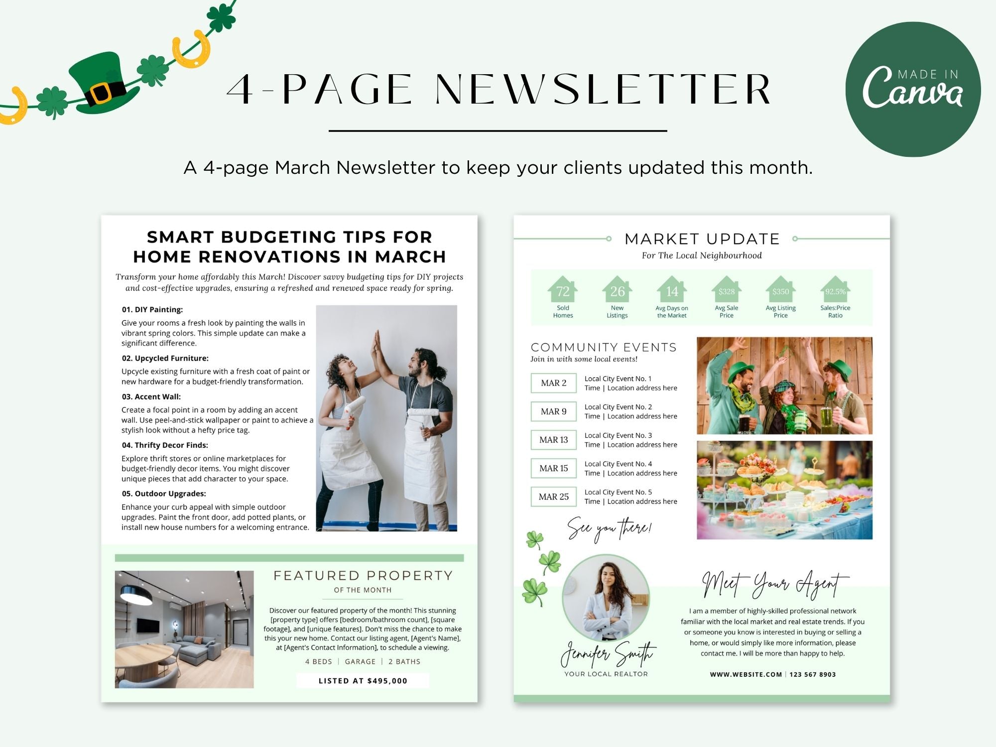 Minimal March Newsletter 2024 - Professionally designed real estate newsletter template with a clean and modern aesthetic.