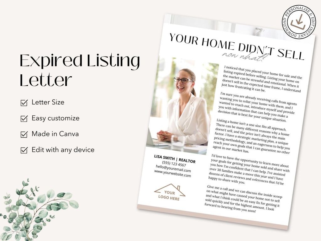 Expired Listing Real Estate Letter Vol 02 - Targeted letter designed to rekindle interest in expired listings, showcasing real estate expertise and providing compelling insights.