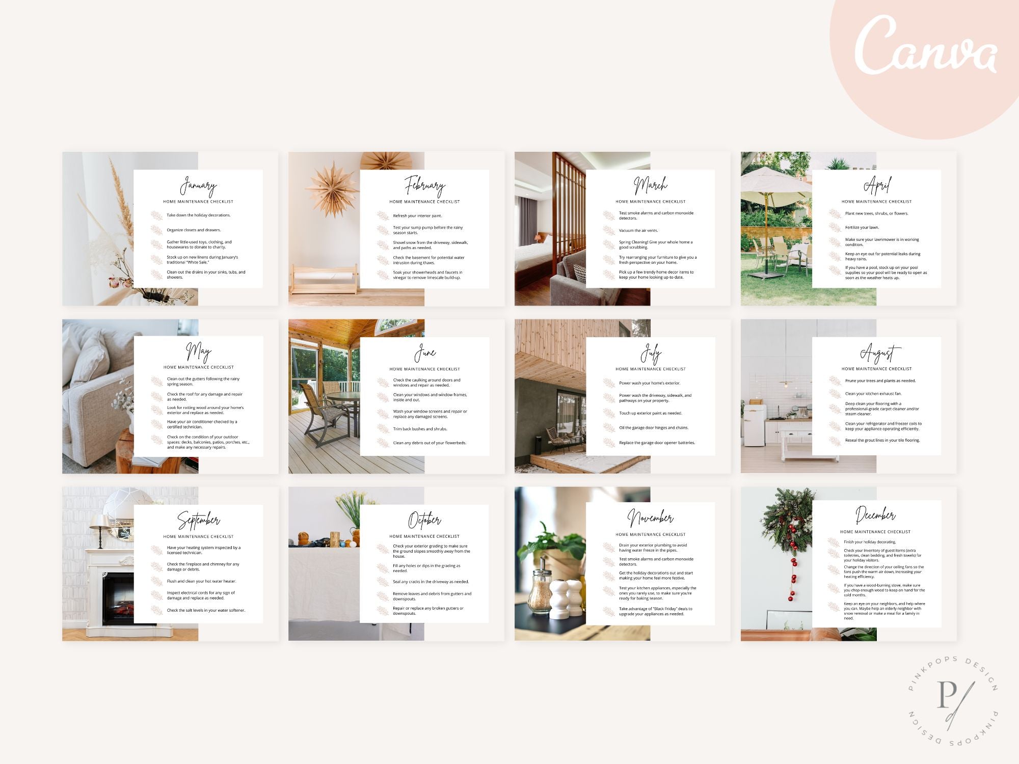 Real Estate Monthly Maintenance Postcards - Eye-catching postcards providing valuable monthly maintenance tips for homeowners, fostering connections and enhancing brand presence.
