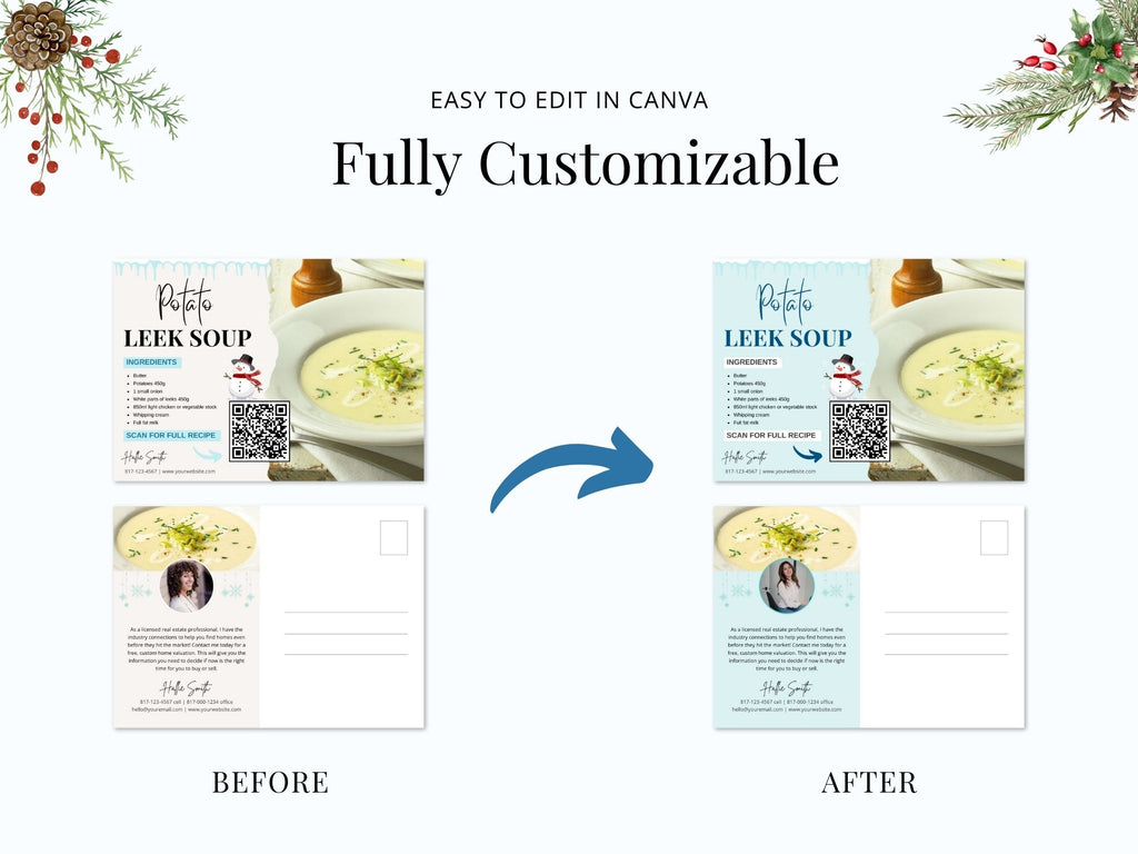 Real Estate Winter Recipe Postcard Bundle: Sharing Seasonal Warmth and Culinary Delights with Clients and Prospects