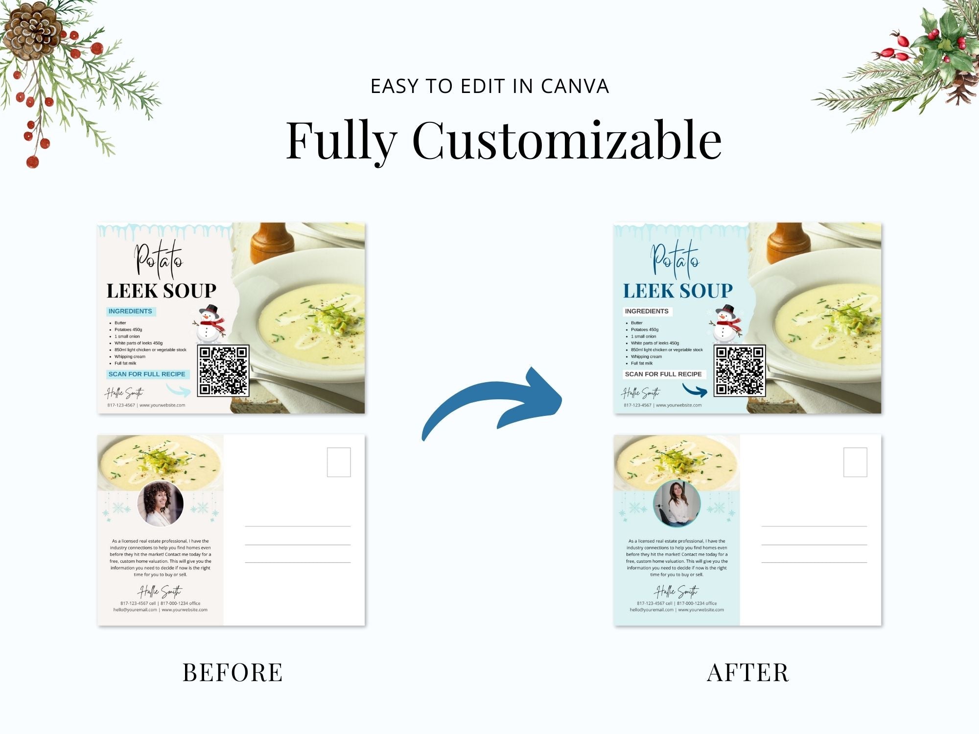 Real Estate Winter Recipe Postcard Bundle: Sharing Seasonal Warmth and Culinary Delights with Clients and Prospects