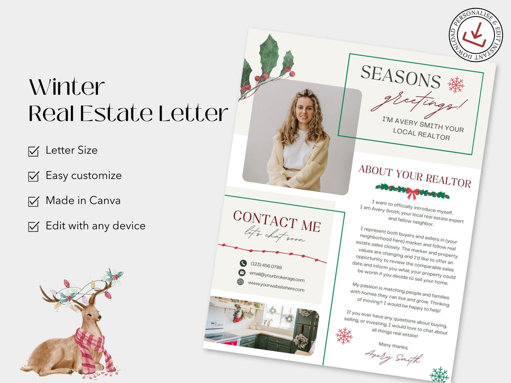 Real Estate Winter Holiday Letter - Expressing Warm Holiday Greetings and Gratitude to Clients and the Community
