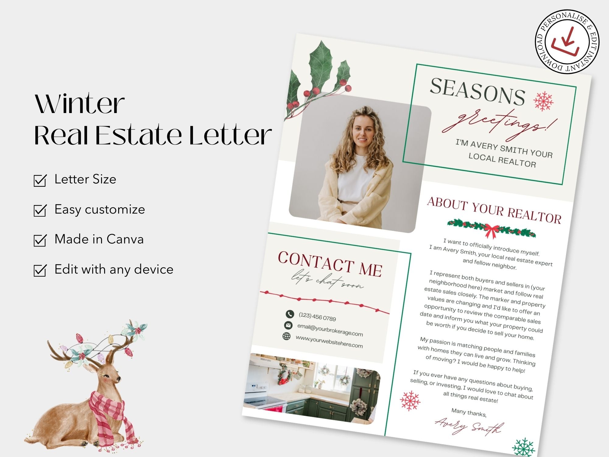 Real Estate Winter Holiday Letter - Expressing Warm Holiday Greetings and Gratitude to Clients and the Community