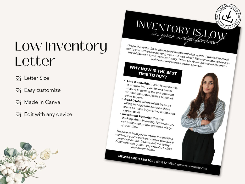 Low Inventory Real Estate Letter Vol 02 - Professionally crafted letter addressing market conditions, offering insights and strategies for buyers and sellers in the low inventory real estate market.