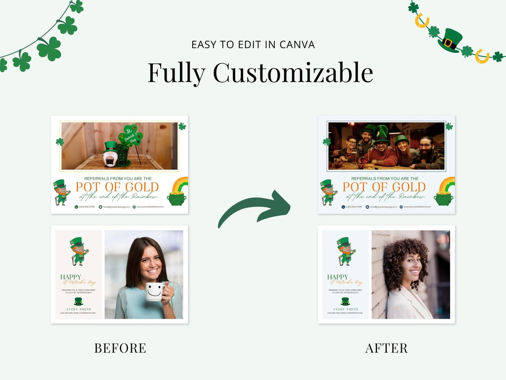 St. Patrick's Day Postcard Bundle - Eye-catching postcards for real estate marketing with Irish-themed charm and professional aesthetics.