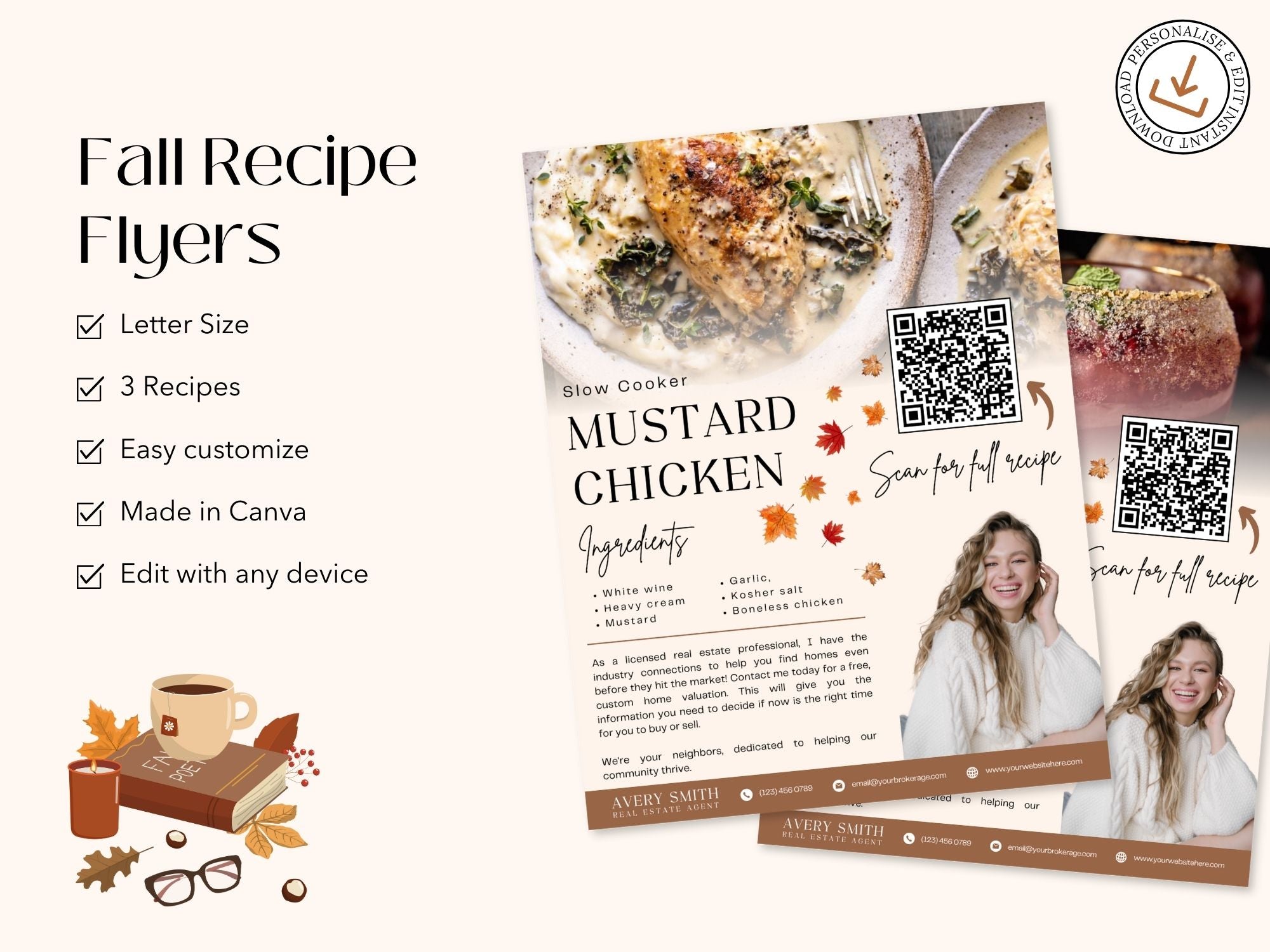 Fall Recipe Flyers Vol 02 featuring autumn-themed recipes for realtors to engage clients and promote real estate services.