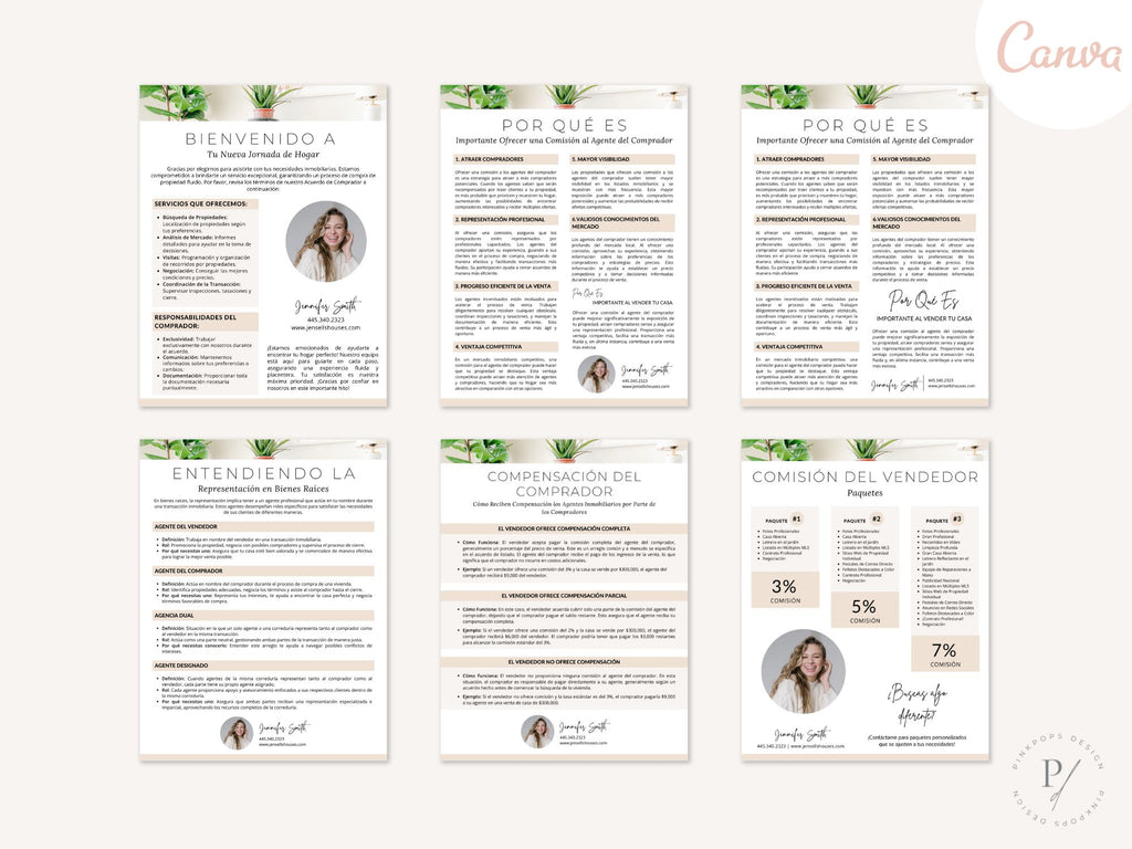 Spanish Buyer Agent Commission Sheets Vol 01 - Real estate commission and representation sheets in Spanish for agents and clients.