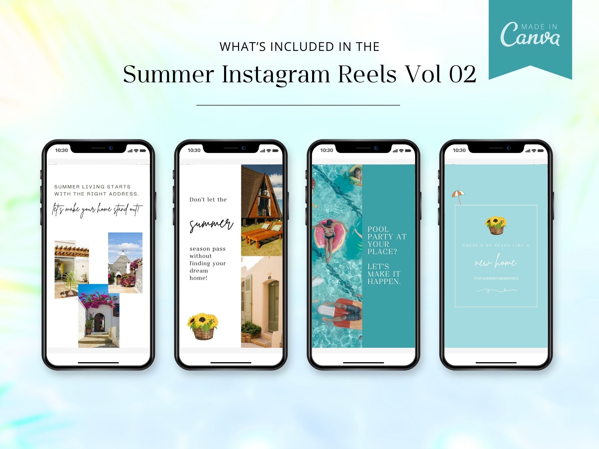 Instagram reel templates for real estate agents with summer themes