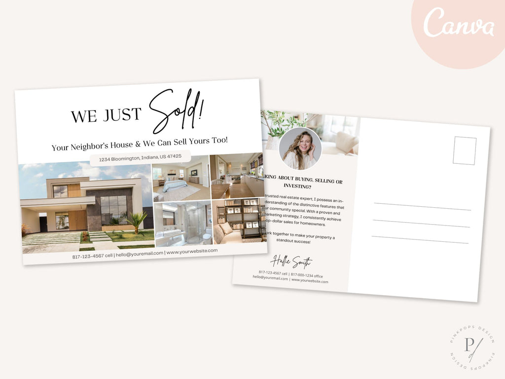 Just Sold Real Estate Postcard Vol 01 - Sleek and professional postcard template for announcing recent real estate sales.