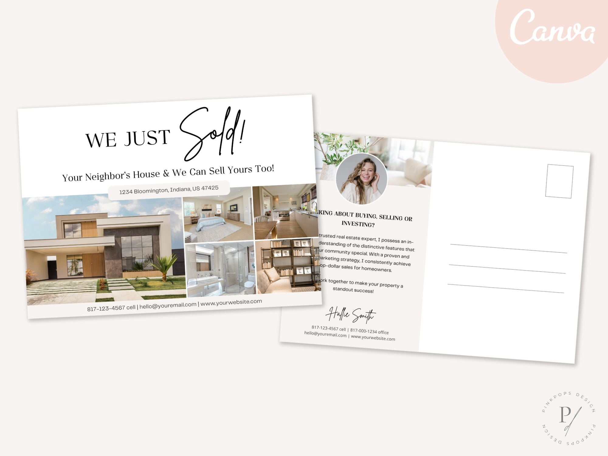 Just Sold Real Estate Postcard Vol 01 - Sleek and professional postcard template for announcing recent real estate sales.