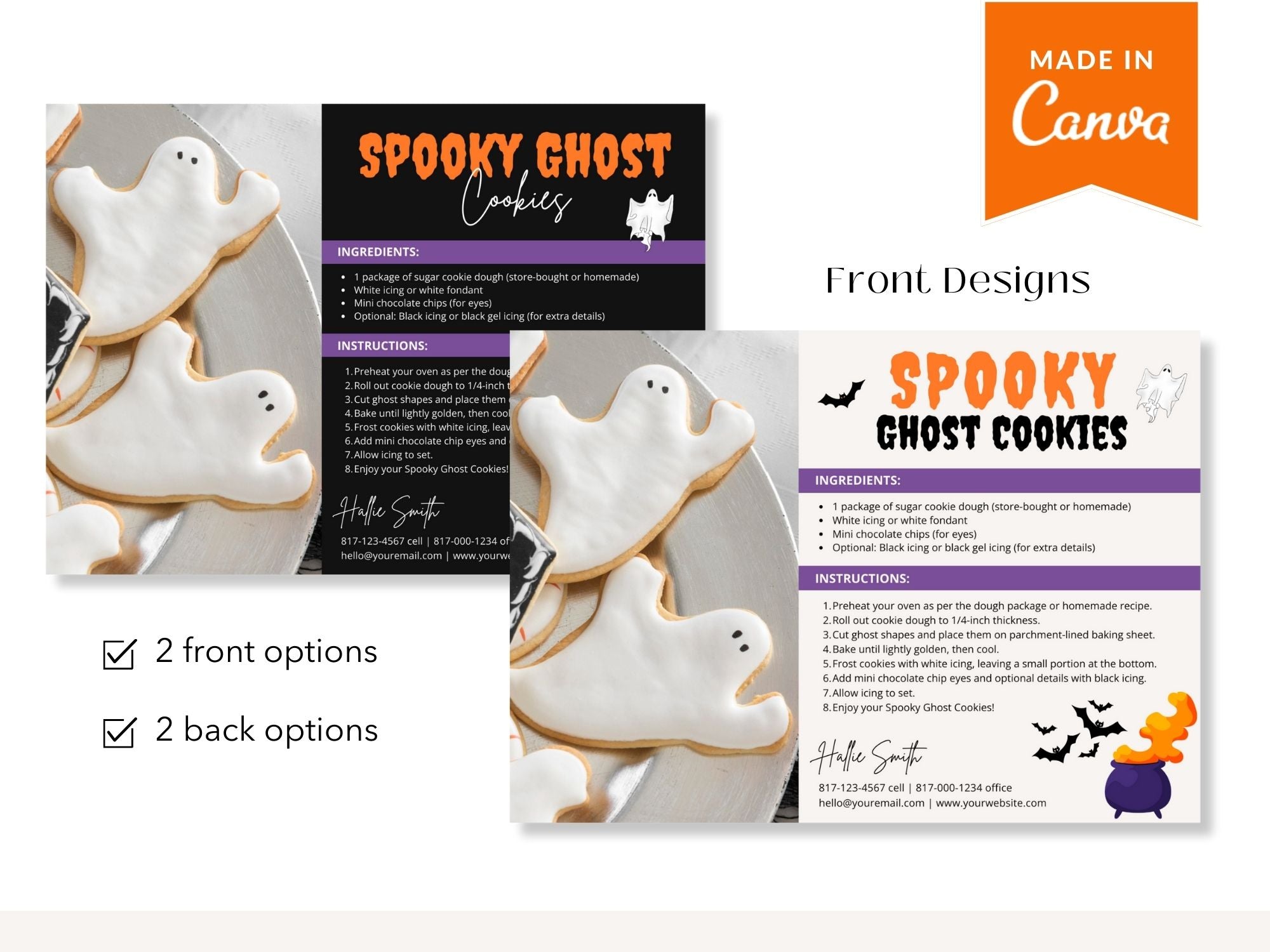Real Estate Spooky Ghost Cookies Halloween Recipe Postcard - Delightful postcard featuring a fun and easy recipe for spooky ghost cookies, creating a memorable and engaging way to express seasonal greetings during Halloween
