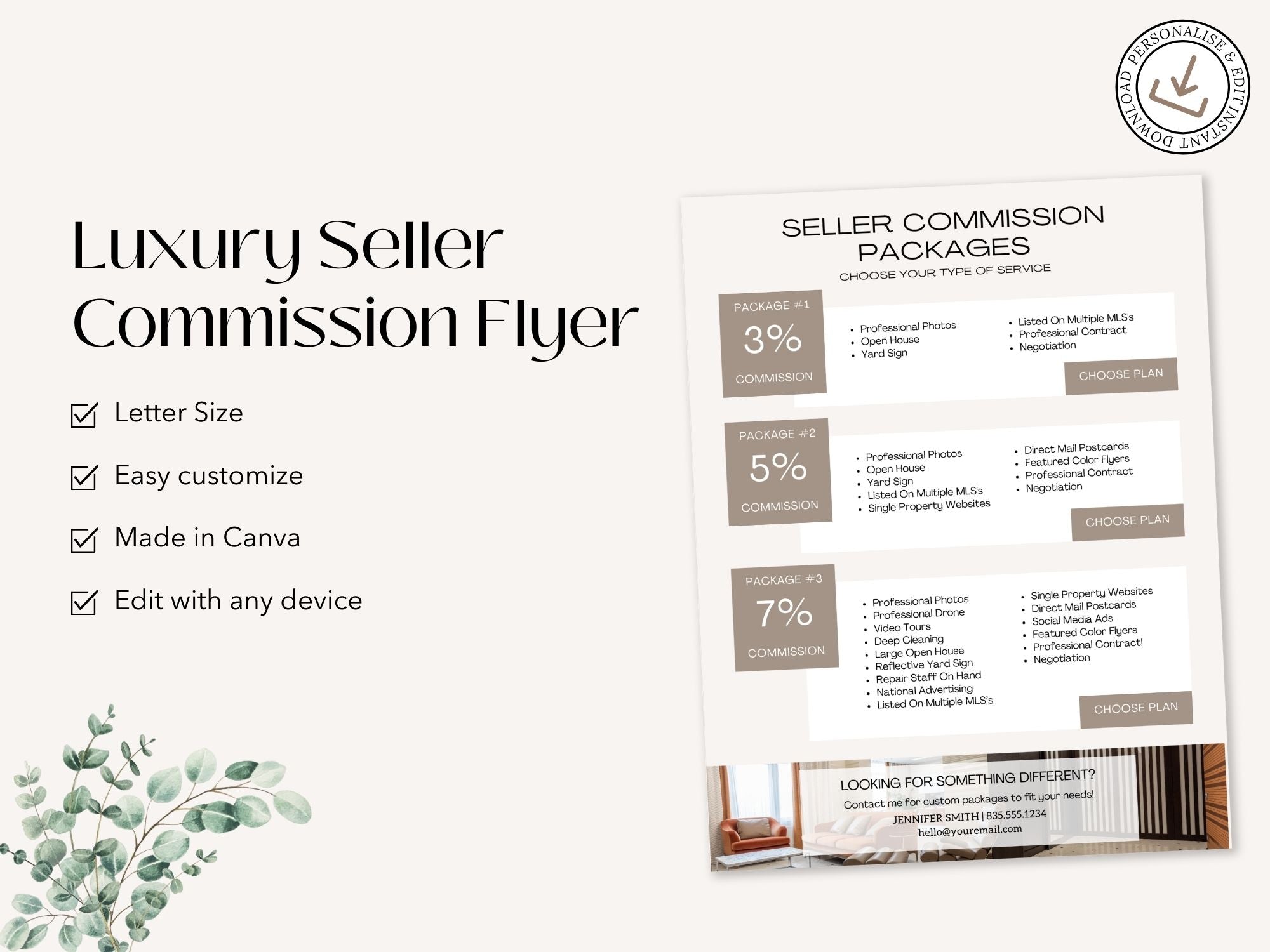 Luxury Seller Commission Flyer - Elegant flyer highlighting competitive commission rates for luxury real estate marketing.