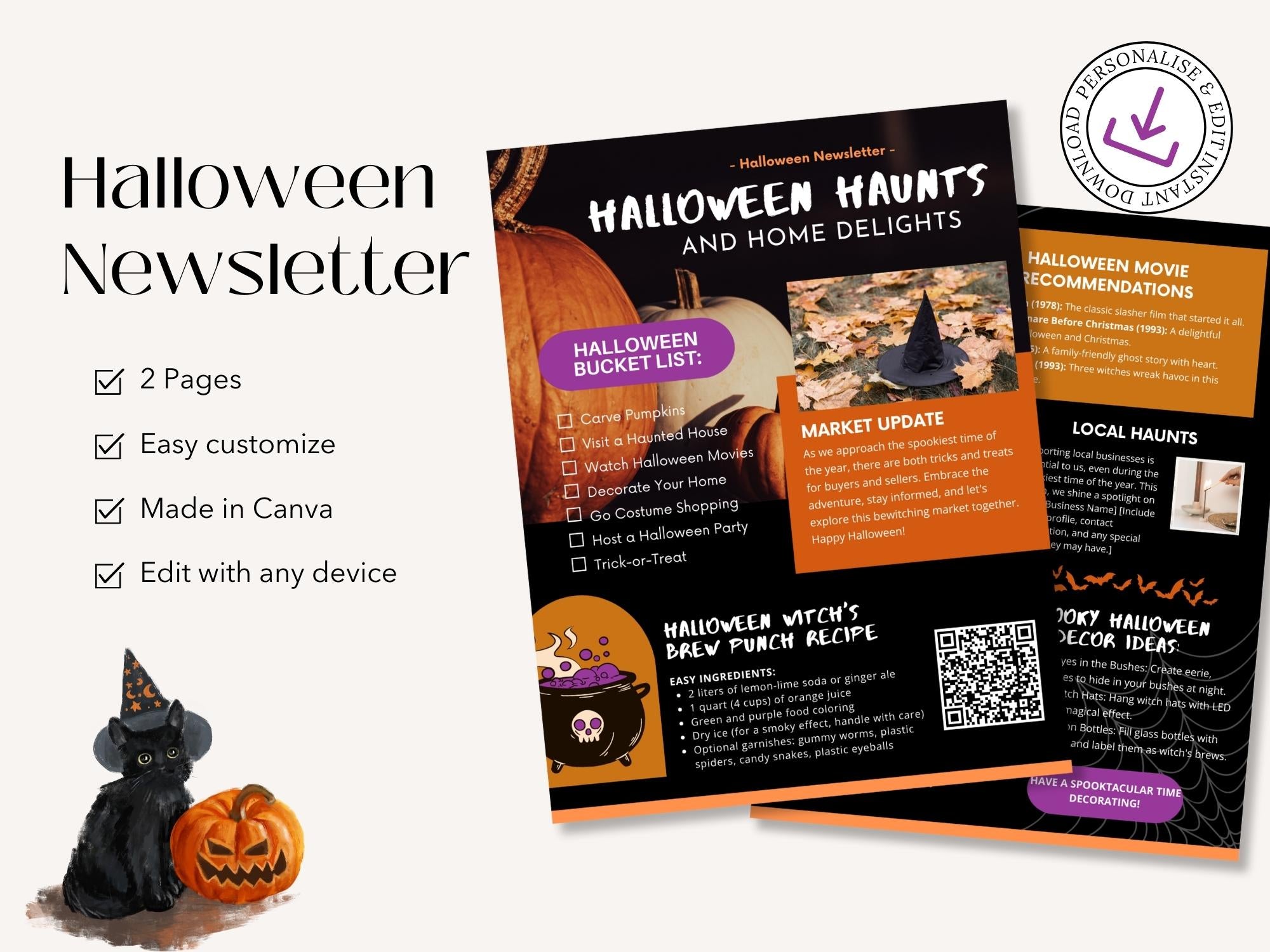 Real Estate Halloween Newsletter 2023 - Creatively designed newsletter template with a touch of Halloween flair for festive and engaging client communications during the spooky season.