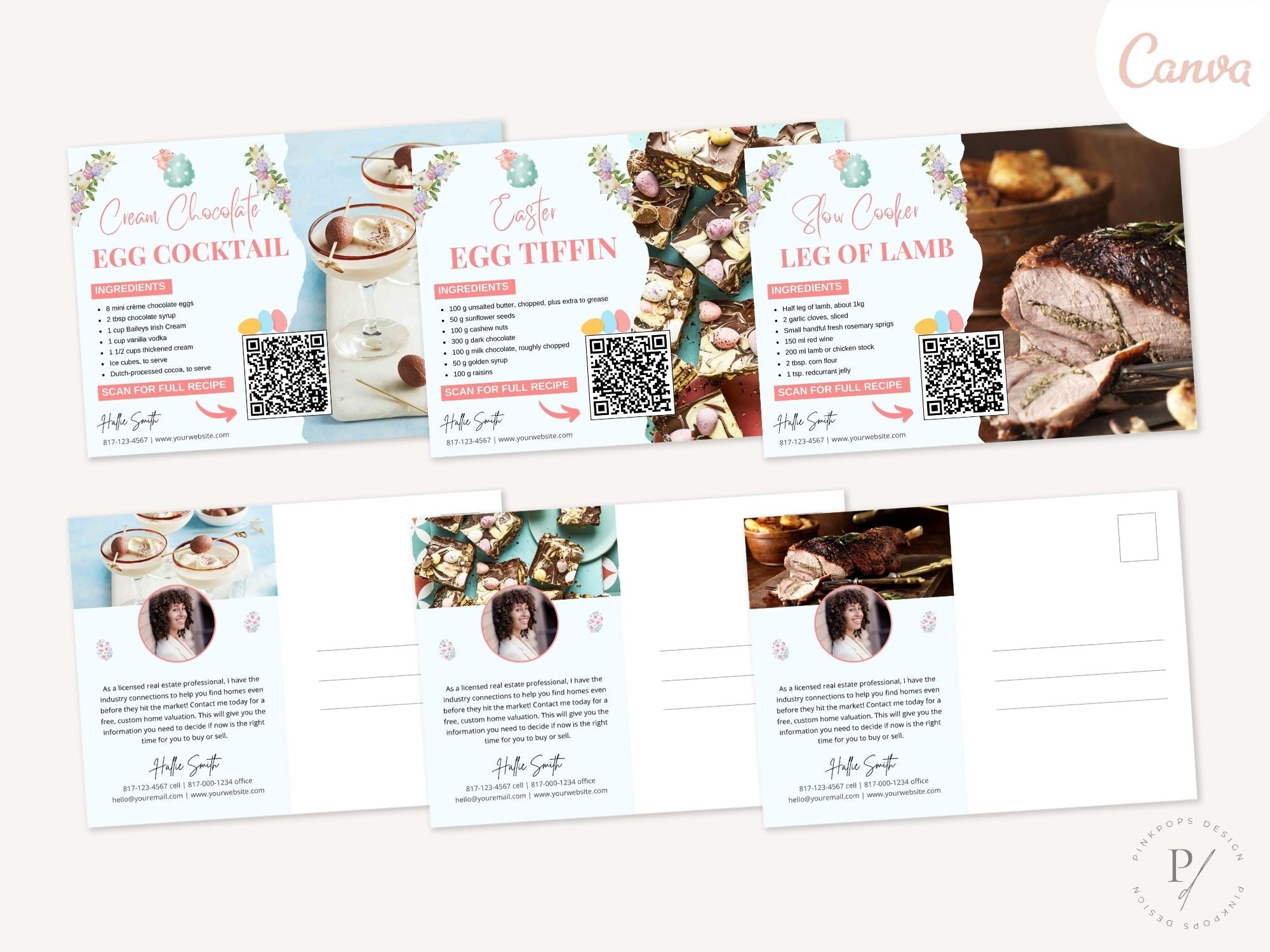 Easter Recipe Postcard Bundle - Professionally designed real estate postcards featuring mouthwatering Easter recipes.