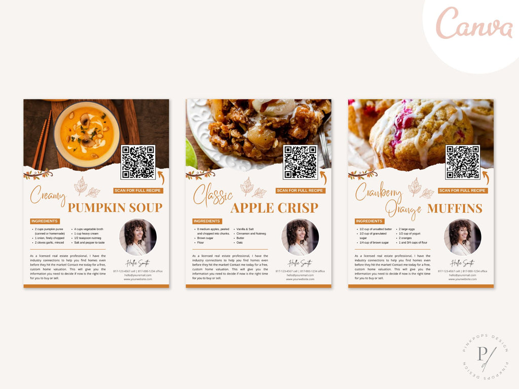 Fall Recipe Flyers Vol 01 for realtors, featuring autumn-themed recipes to engage clients and boost real estate branding.