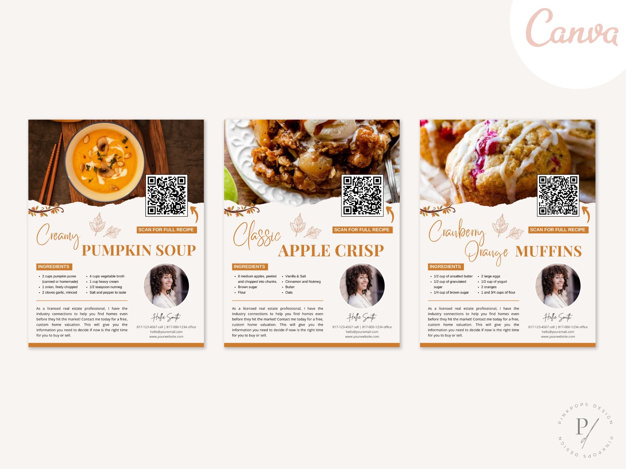 Fall Recipe Flyers Vol 01 for realtors, featuring autumn-themed recipes to engage clients and boost real estate branding.
