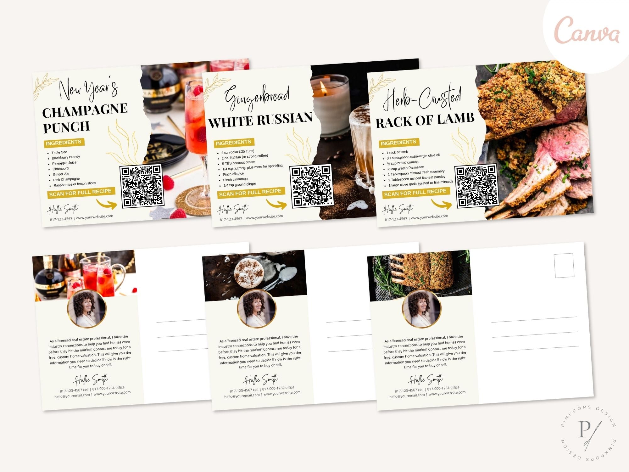 Real Estate New Year Recipe Postcard Bundle: Spreading Culinary Inspiration and Warm New Year Greetings to Clients and Prospects